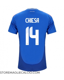 Italia Federico Chiesa #14 Maglia Gara Casa Repliche Europei 2024